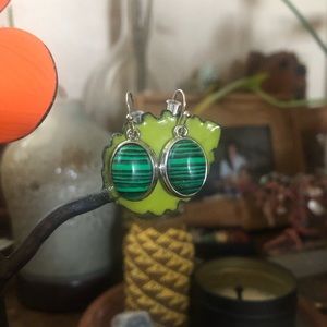 Green stripe earrings